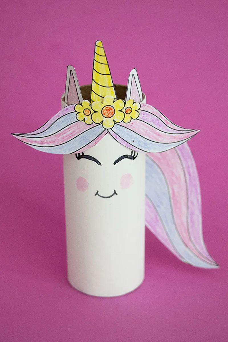 Unicorn Craft for Kids, Easy Printable Craft for Birthday Parties,  Classroom, or Groups. Unicorn Papercraft, Unicorn Tail Craft for Girls. 