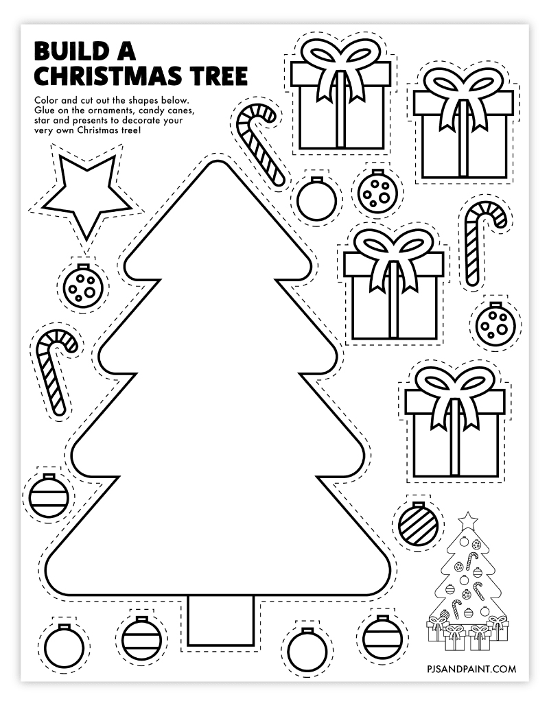 Free Printable Build a Christmas Tree Craft Pjs and Paint