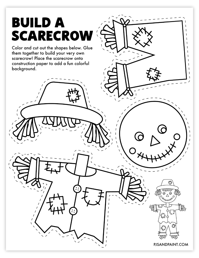 Free Printable Build a Scarecrow Craft for Kids Pjs and Paint