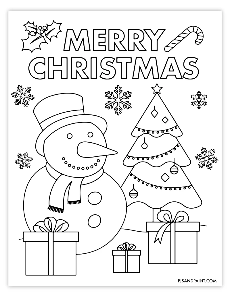 Free Printable Christmas Coloring Page For Kids - Pjs and Paint