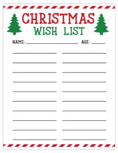 Free Printable Christmas List | Wish List for Kids - Pjs and Paint