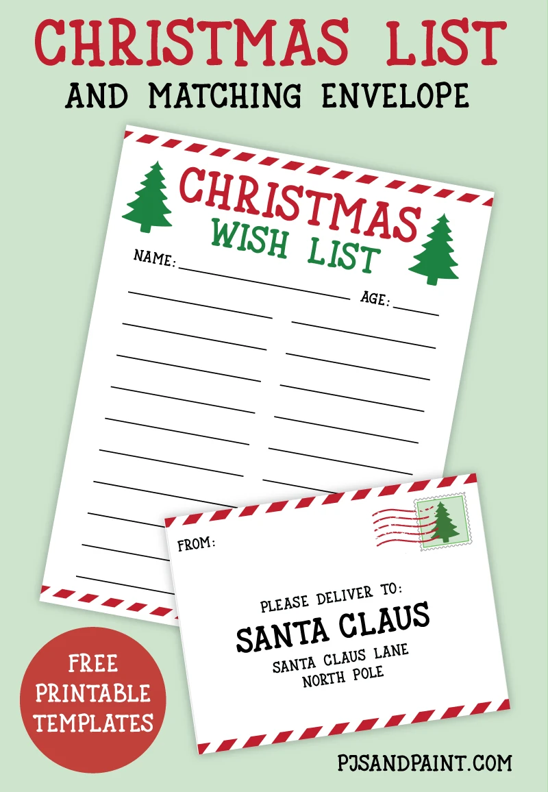 Free Printable Christmas List  Wish List for Kids - Pjs and Paint