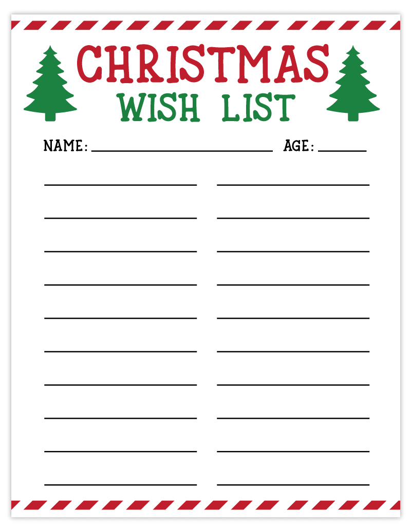 free printable christmas list