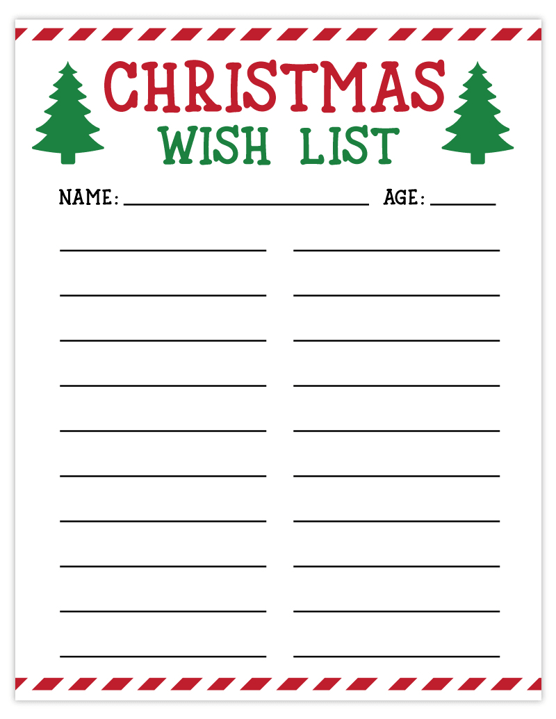 Free Printable Christmas List  Wish List for Kids - Pjs and Paint