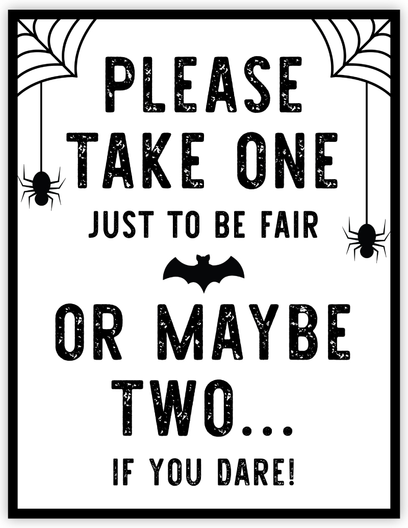 free printable halloween candy sign
