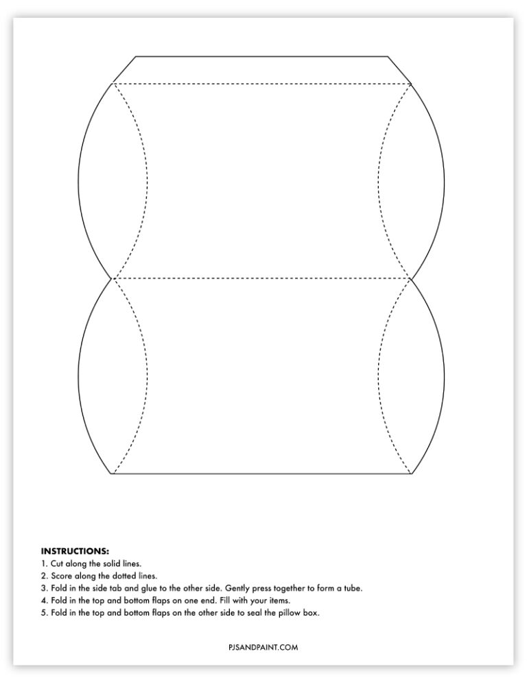 Free Printable Pillow Box Template | DIY Gift Box - Pjs and Paint