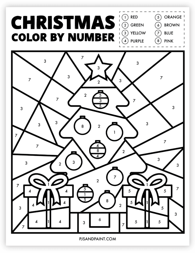 Free Printable Christmas Color By Number Worksheet - Pjs And Paint