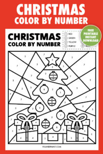 Free Printable Christmas Color by Number Worksheet - Pjs and Paint