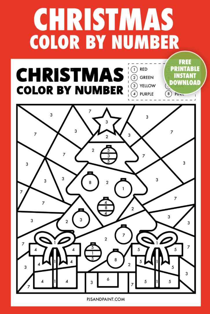 Free Printable Christmas Color by Number Worksheet - Pjs and Paint