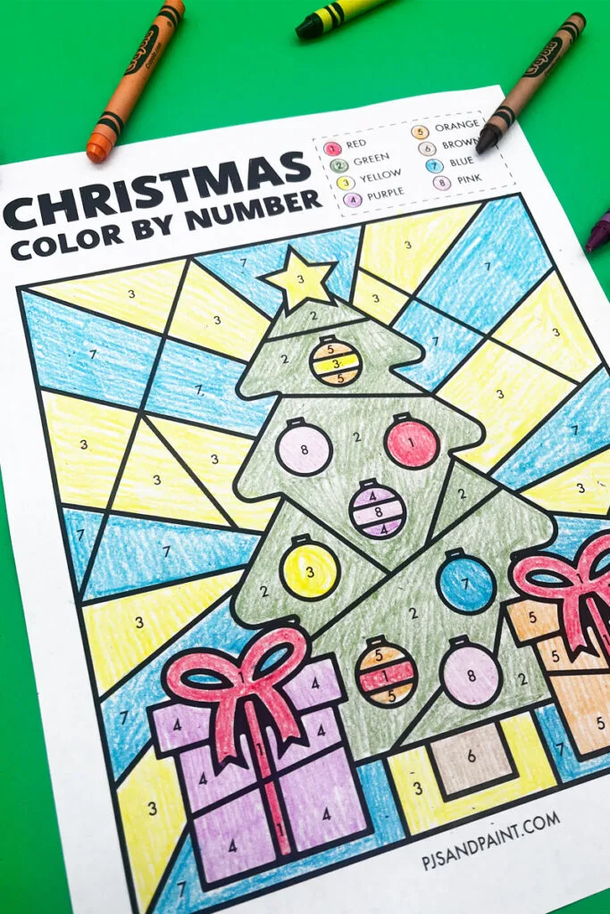 Free Printable Christmas Color by Number Worksheet - Pjs and Paint