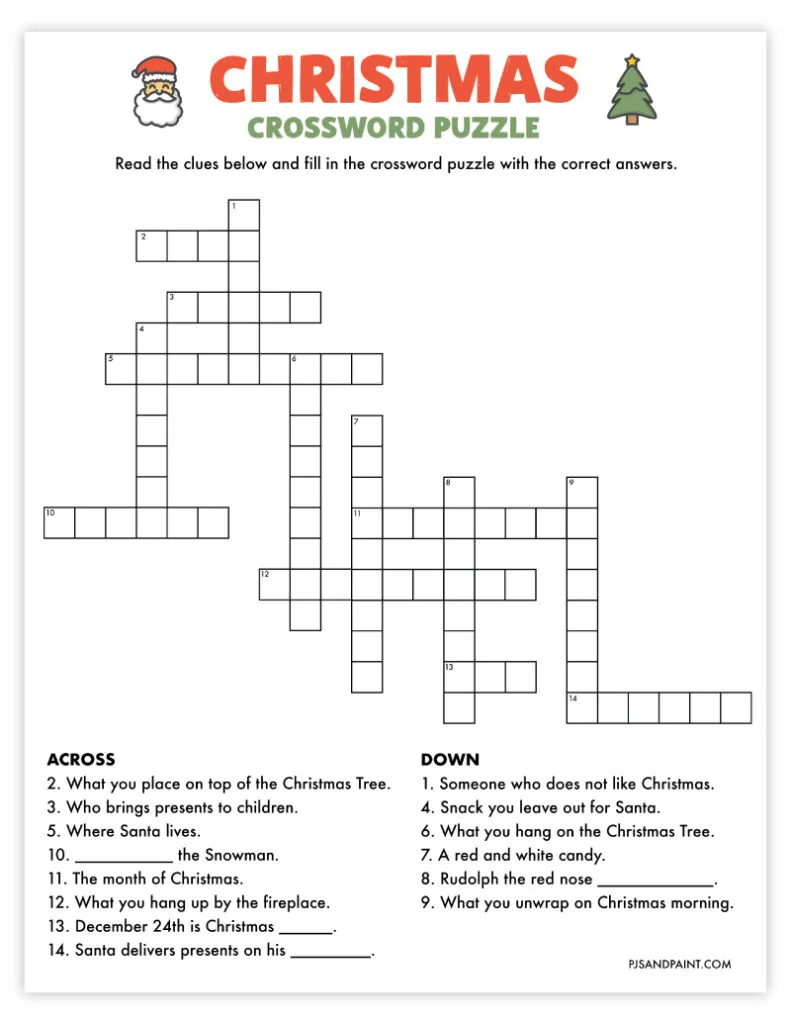 christmas crossword puzzle