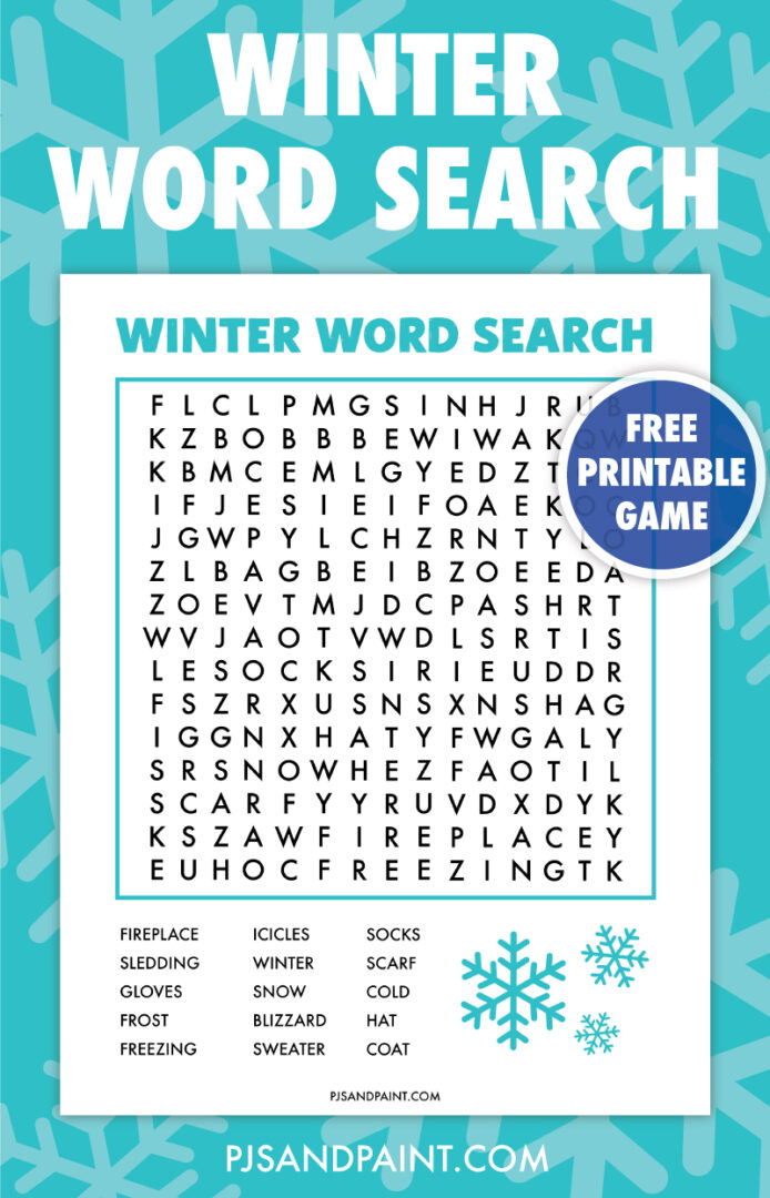 Free Printable Winter Word Search Pjs and Paint Free Printable Winter Word Search Pjs and Paint