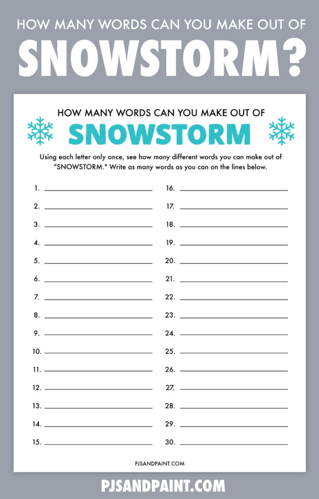 how many words snowstorm game
