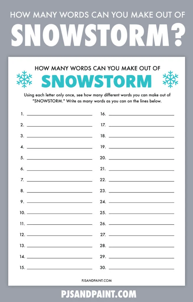 how many words snowstorm game