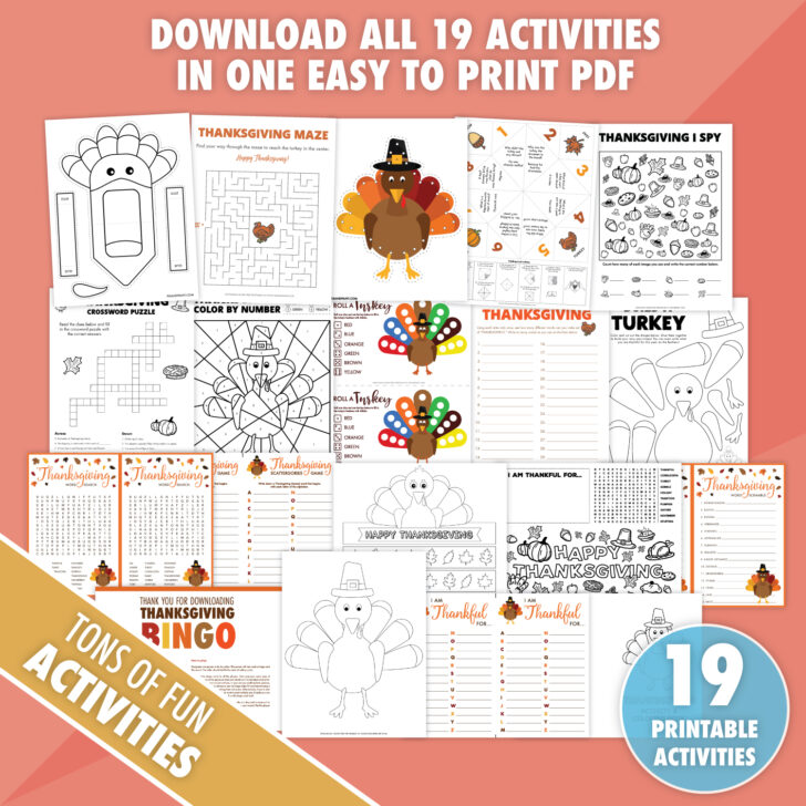 Free Printable Thanksgiving Color by Number Worksheet - Pjs and Paint