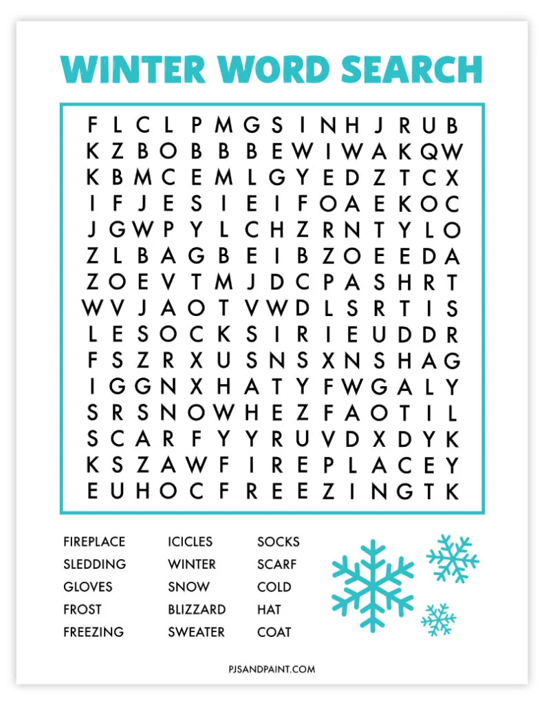 winter word search