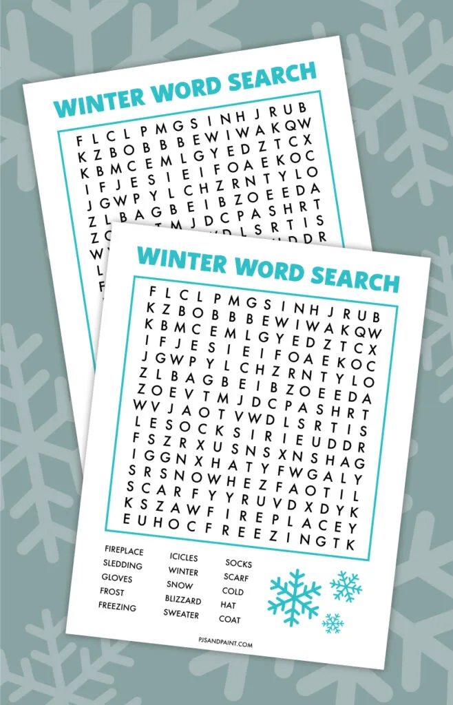 winter word search game