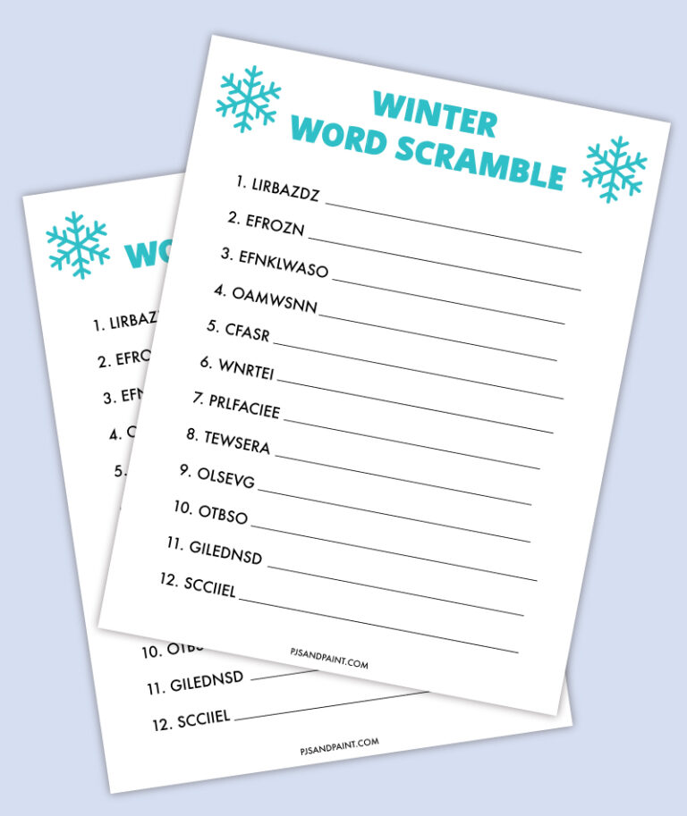 Free Printable Winter Word Scramble - Pjs And Paint