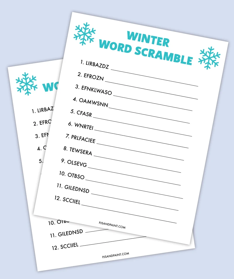 word scramble for winter