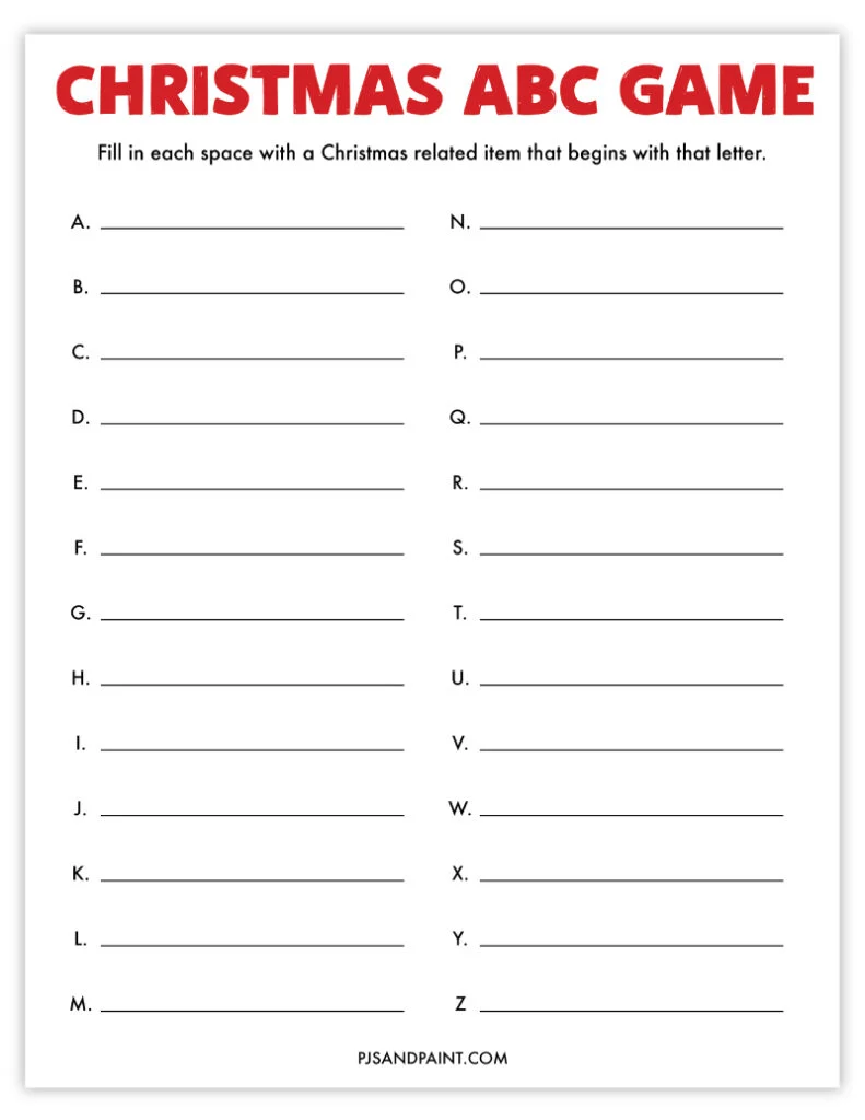 32 Free Printable Christmas Games and Activities - Pjs and Paint