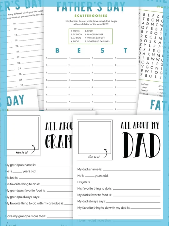 fathers day printables