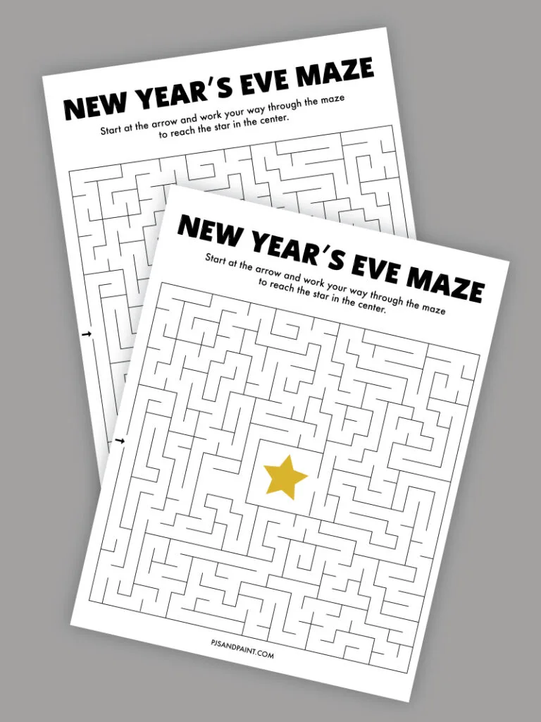 New Years eve maze printable