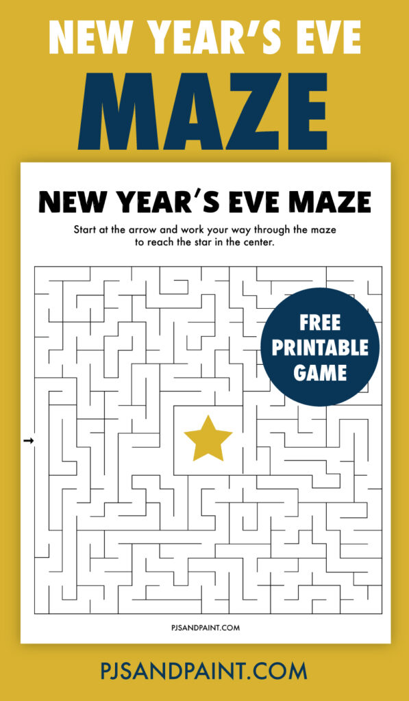 New Years eve maze printable game