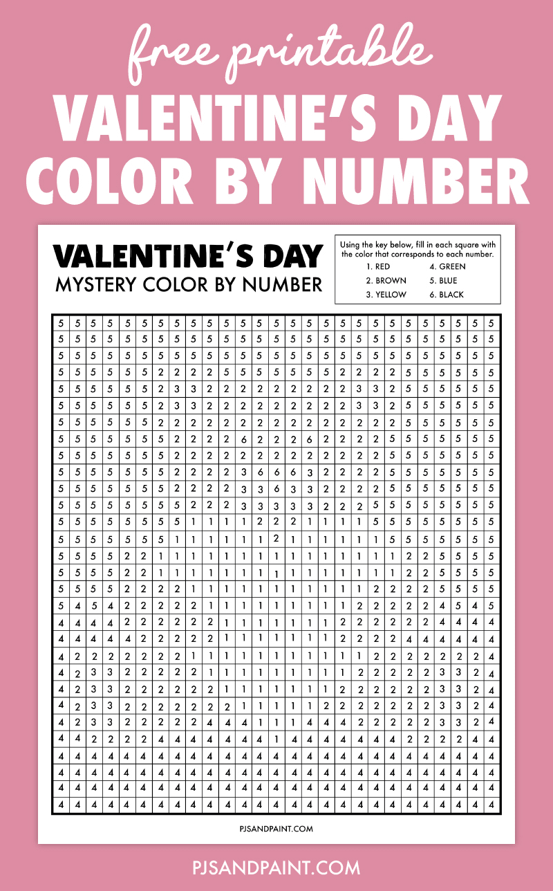 free printable valentines day color by number