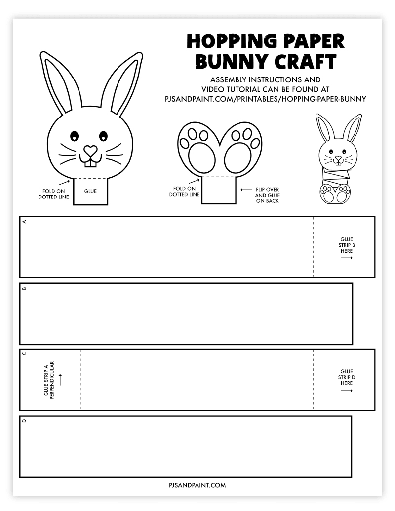 Free Printable Hopping Paper Bunny Craft - Pjs and Paint