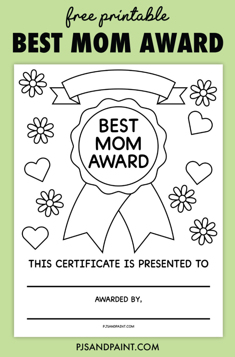 Best Mom Award | Free Printable Certificate - Pjs and Paint