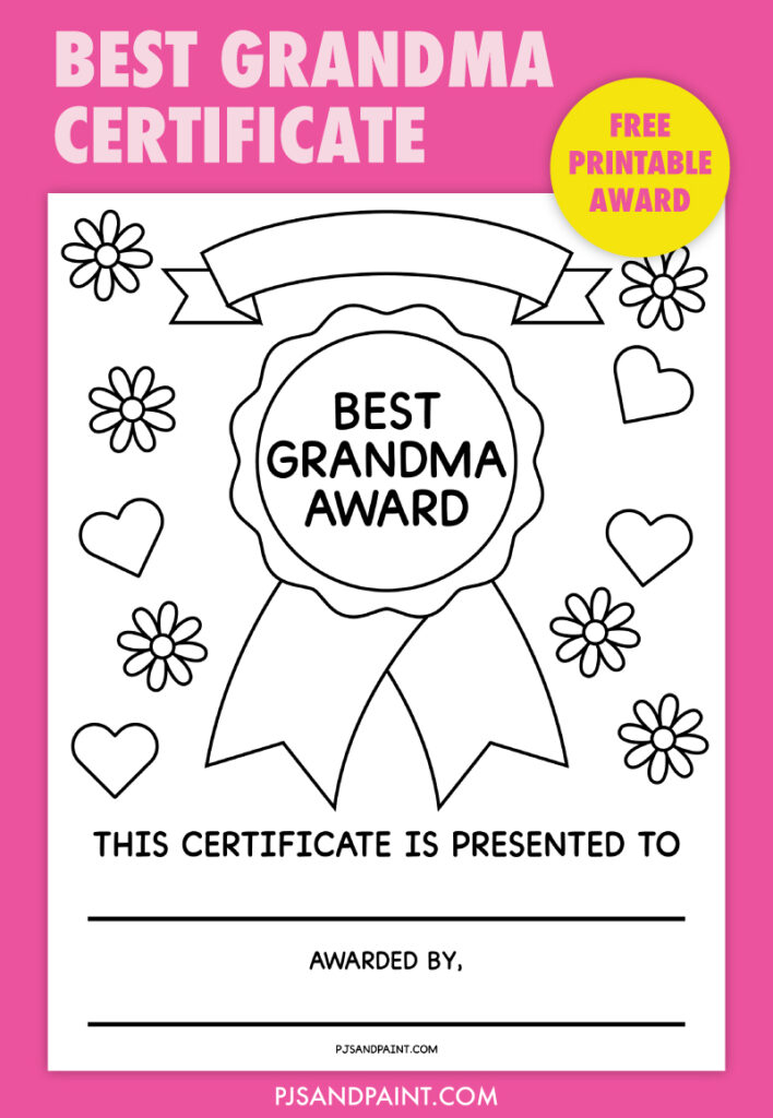 Best Grandma Award | Free Printable Certificate - Pjs and Paint