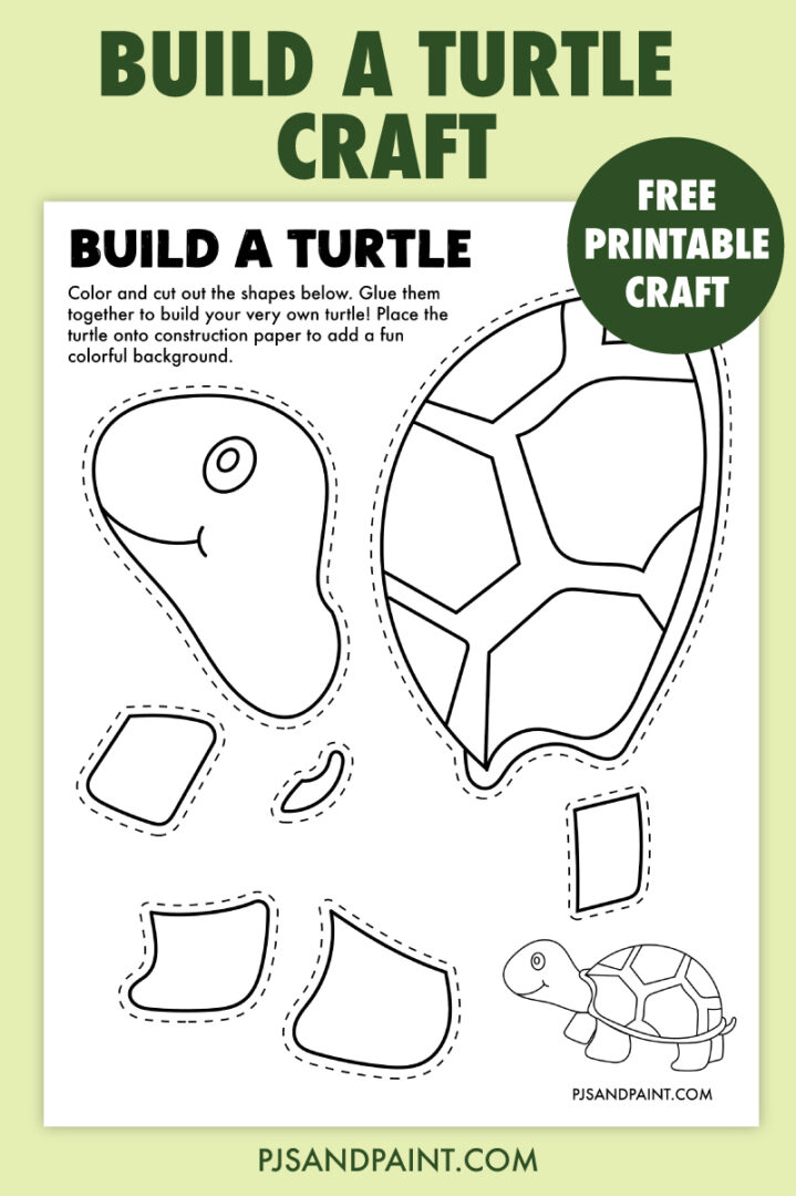 Free printable build a turtle craft pjs and paint