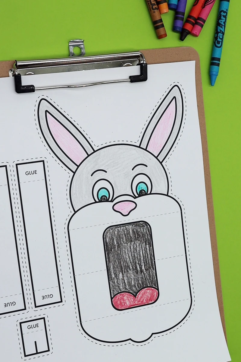 coloring in bunny puppet