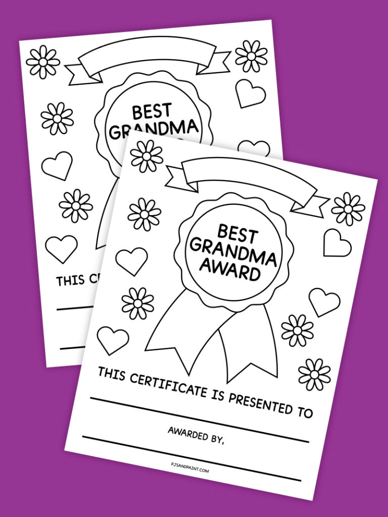 Best Grandma Award | Free Printable Certificate - Pjs and Paint