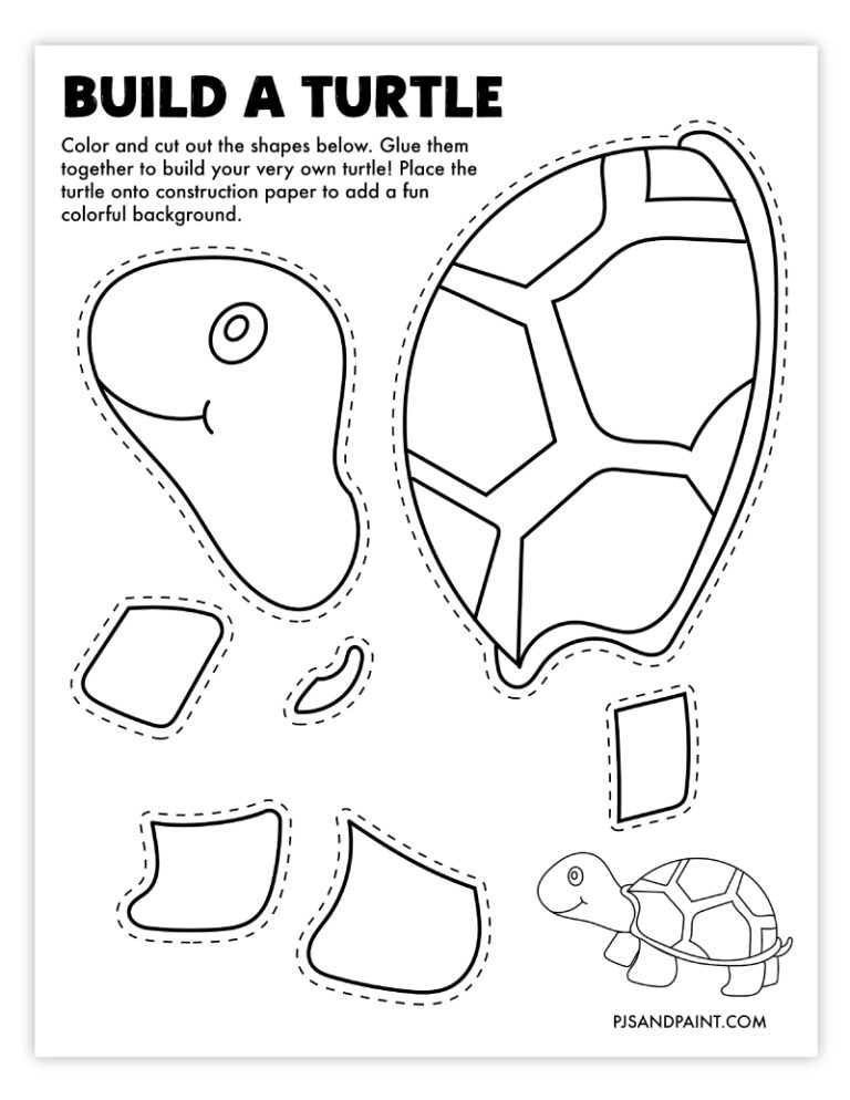 Free Printable Build a Turtle Craft Pjs and Paint