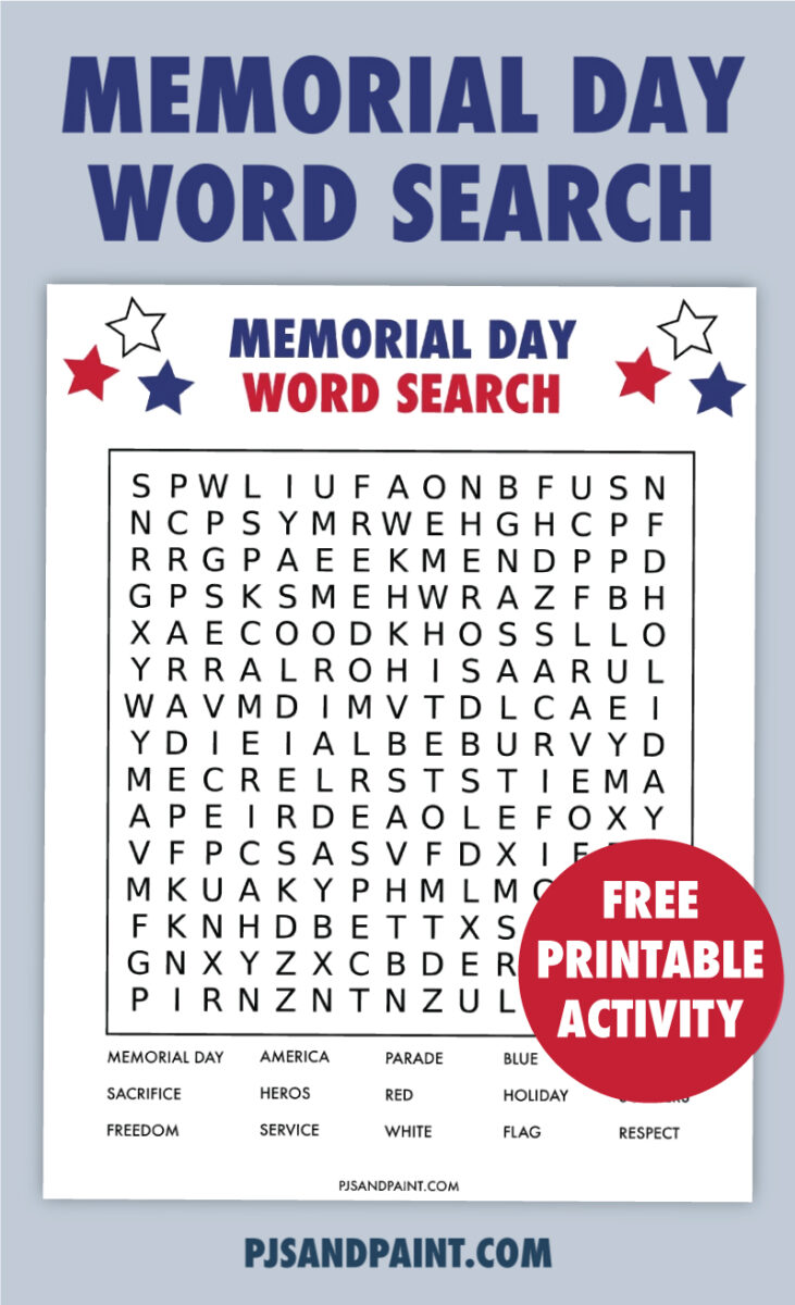 Free Printable Memorial Day Word Search - Pjs And Paint