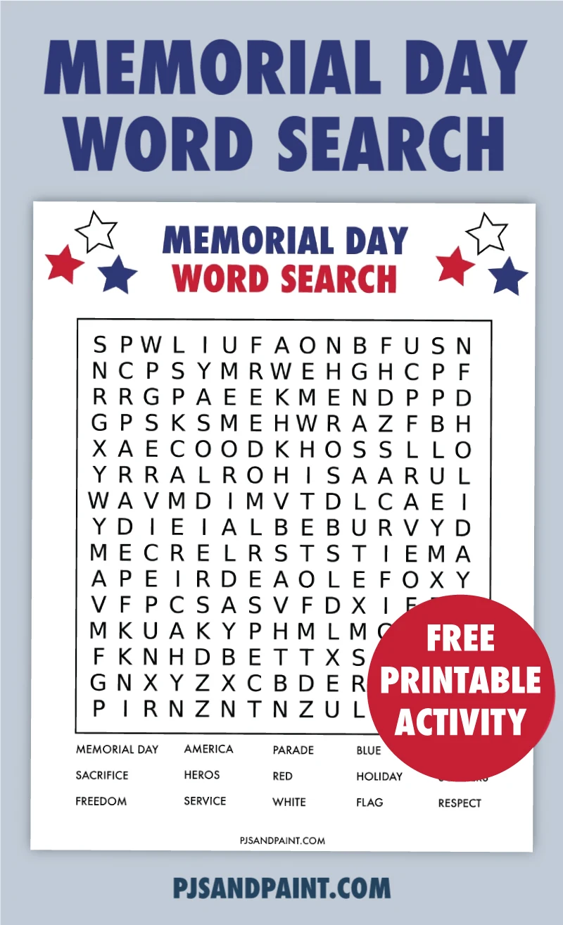 memorial day printable word search
