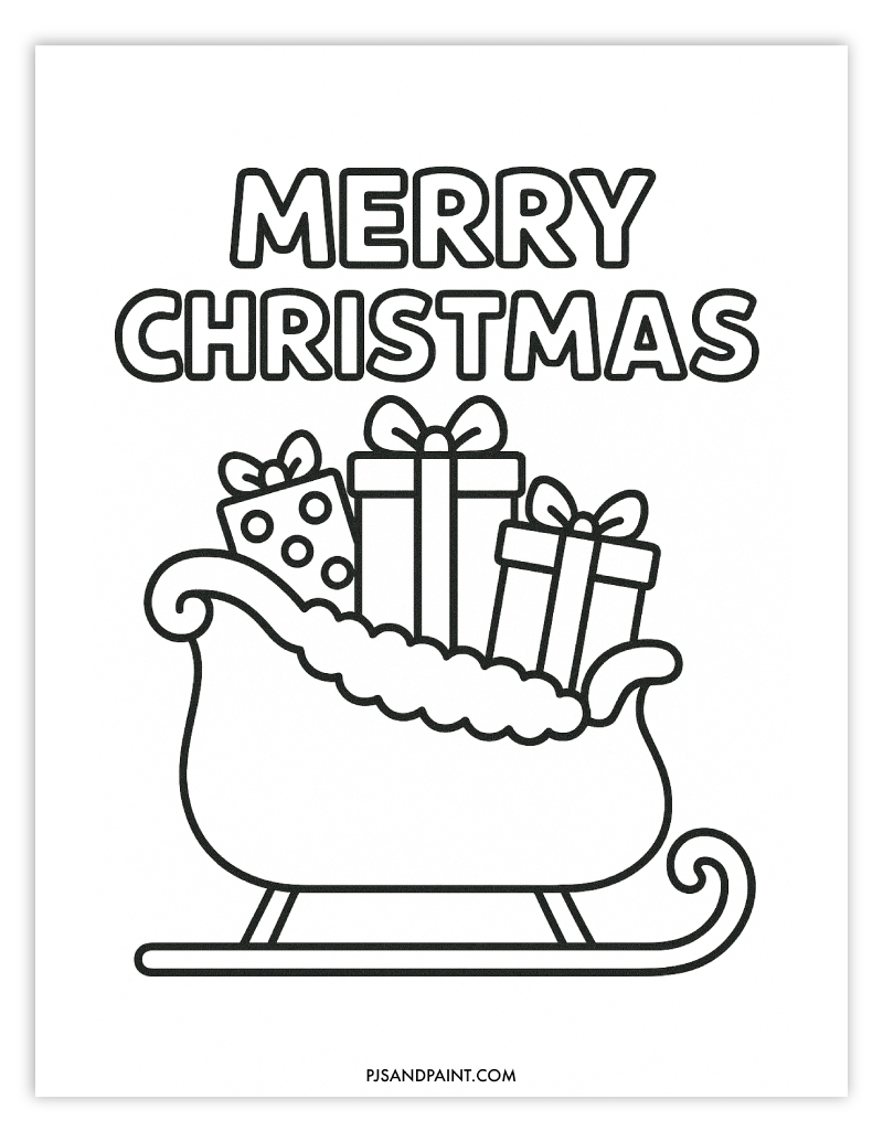 merry christmas with sleigh