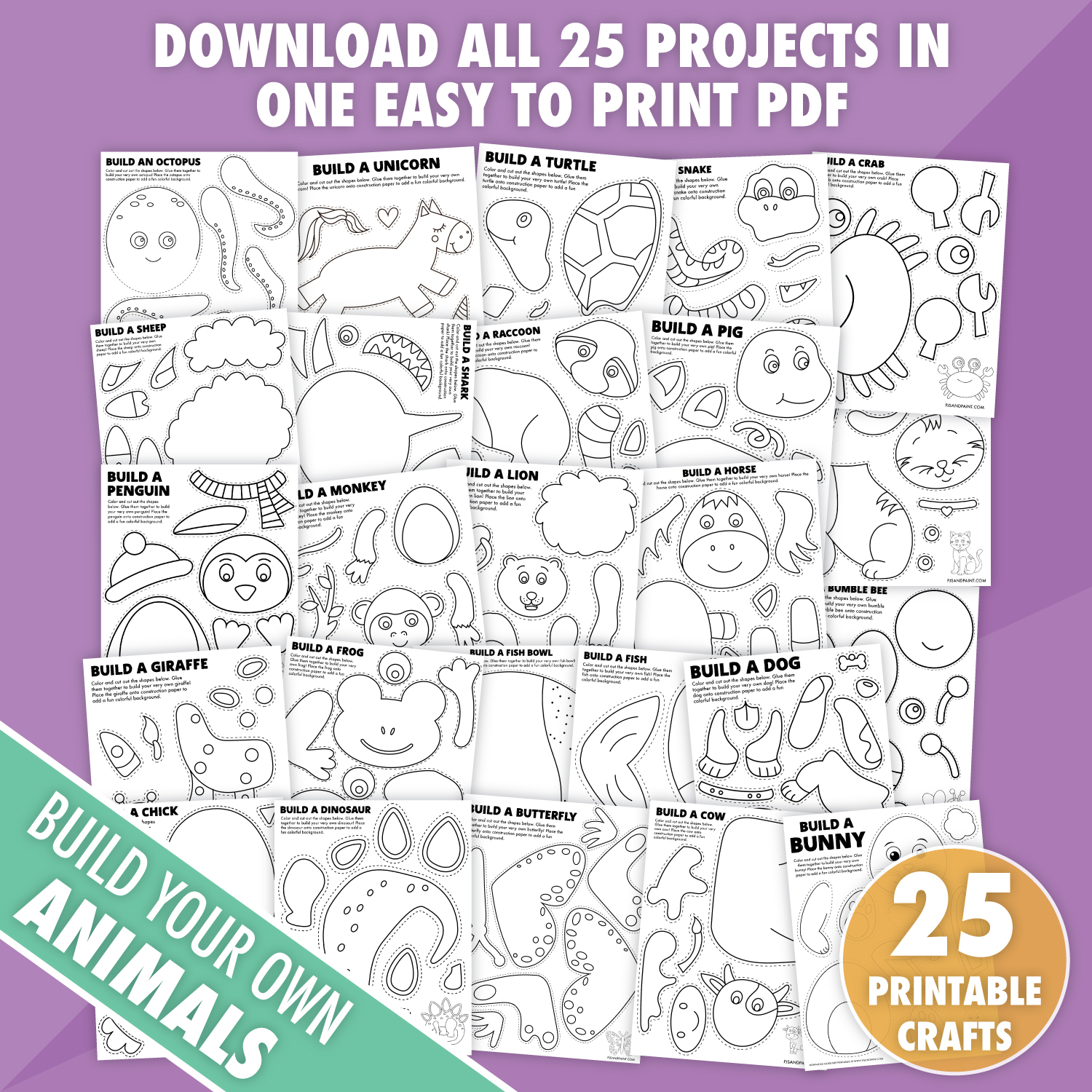 49 Free Printable Build Your Own Animal Crafts - Pjs and Paint