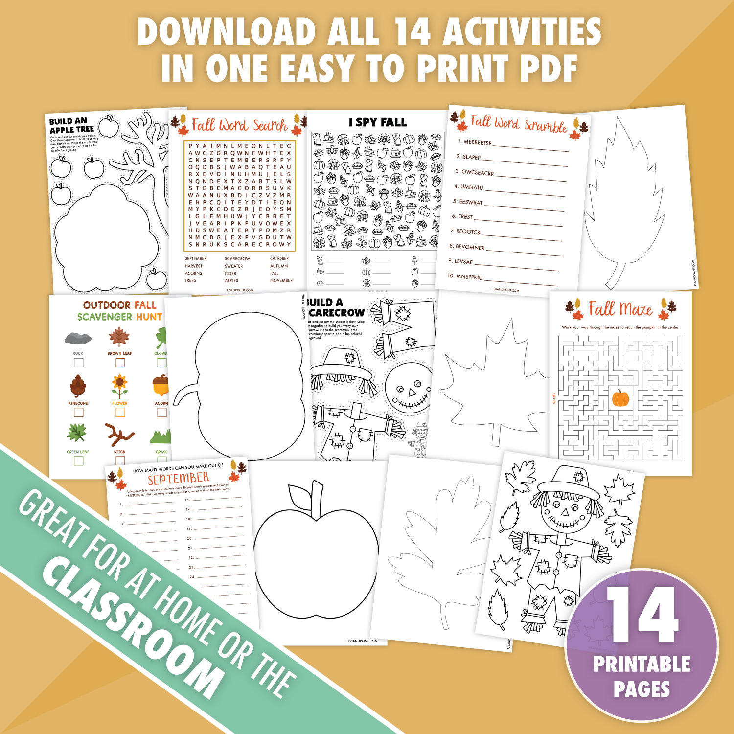 Free Printable Fall Maze - Pjs and Paint