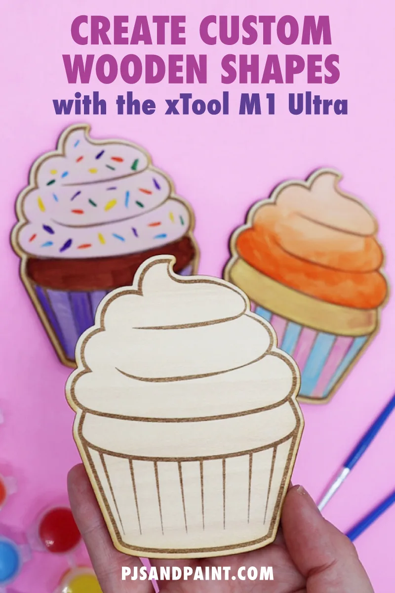 custom wooden shapes cupcake