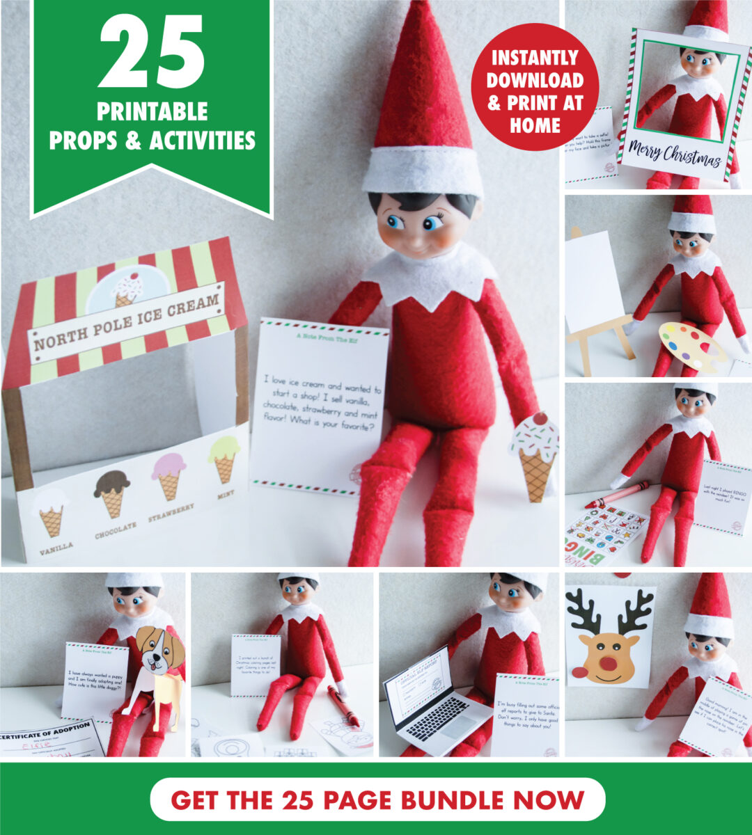 8 Days of Free Printable Elf Props - Set 2 - Pjs and Paint