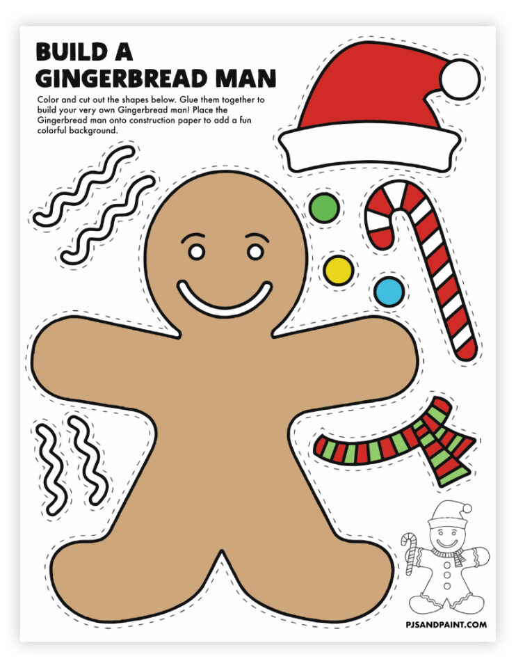 8 Free Printable Christmas Themed Cut and Paste Projects - Pjs and Paint
