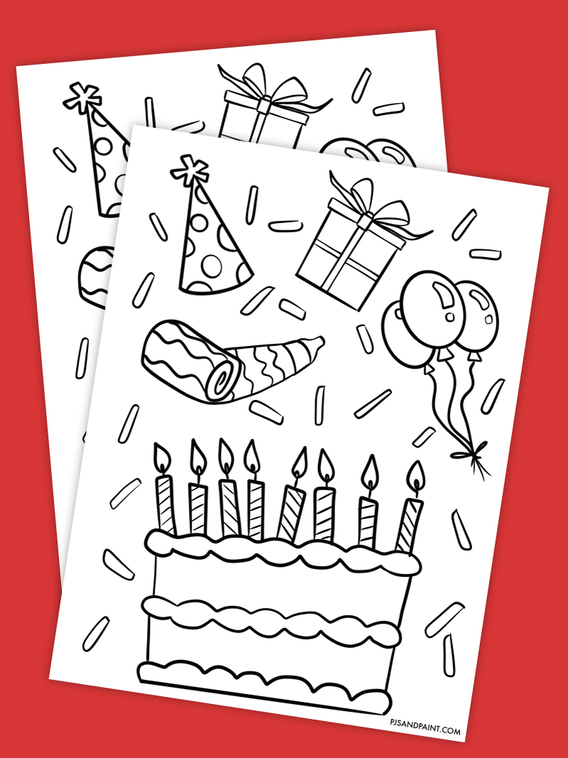 Free Printable Birthday Coloring Page Pjs and Paint