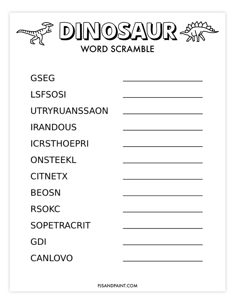 dinosaur word scramble
