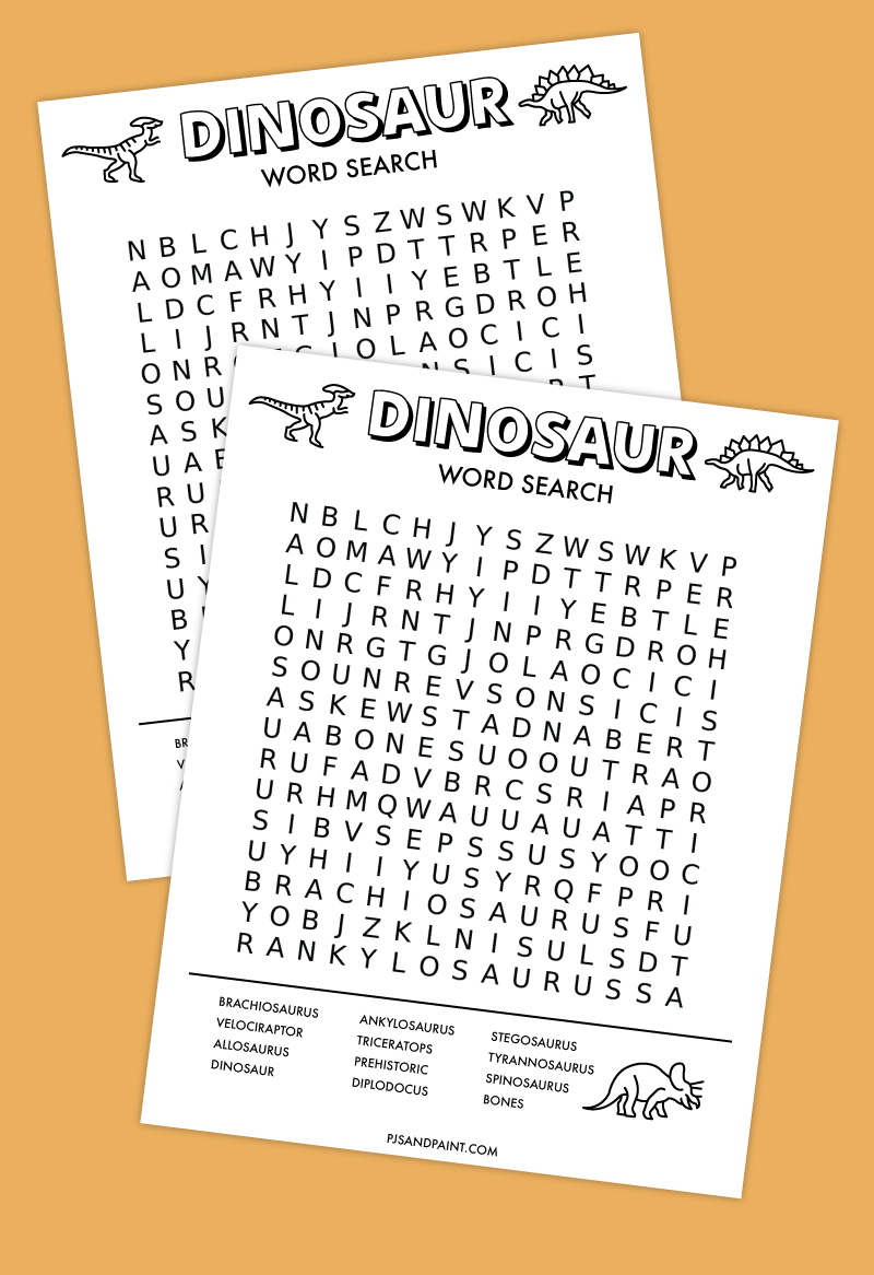 free dinosaur word search