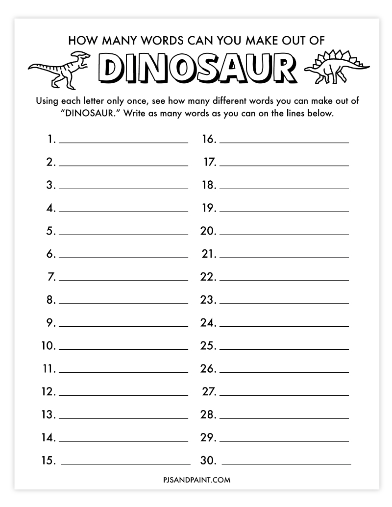 how many words dinosaur