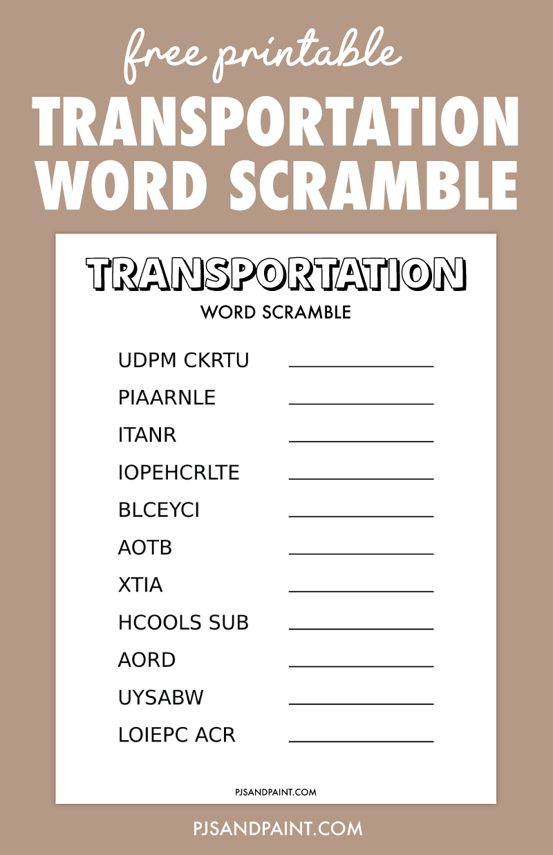 transportation word scramble printable
