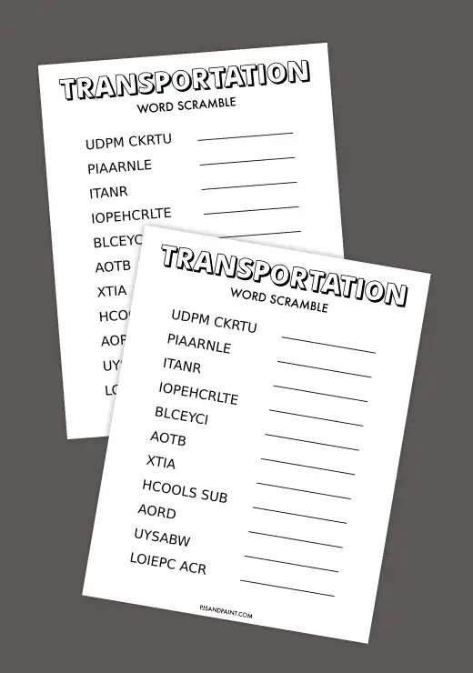 transportation word scramble thumbnail