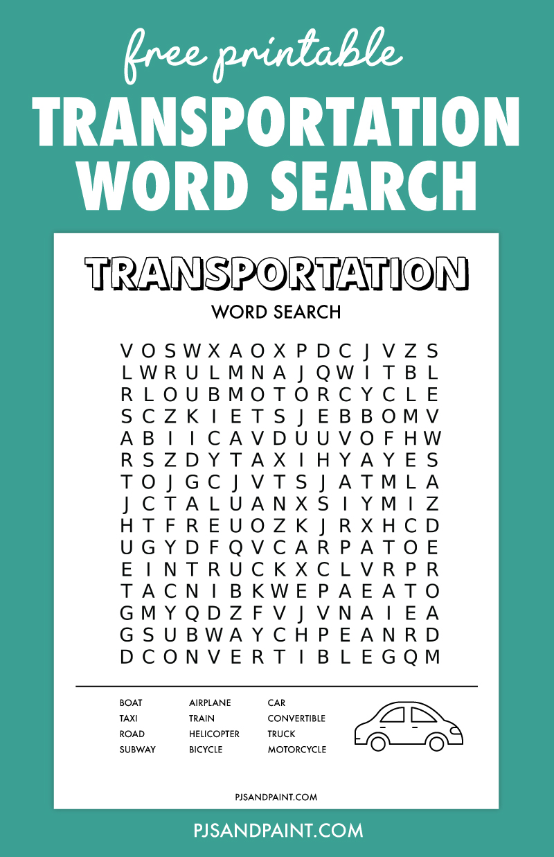 transportation word search free
